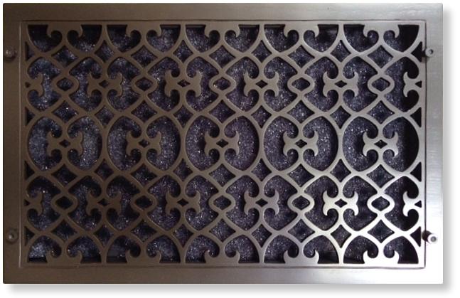 return air grille with cast metal face and filter assembly
